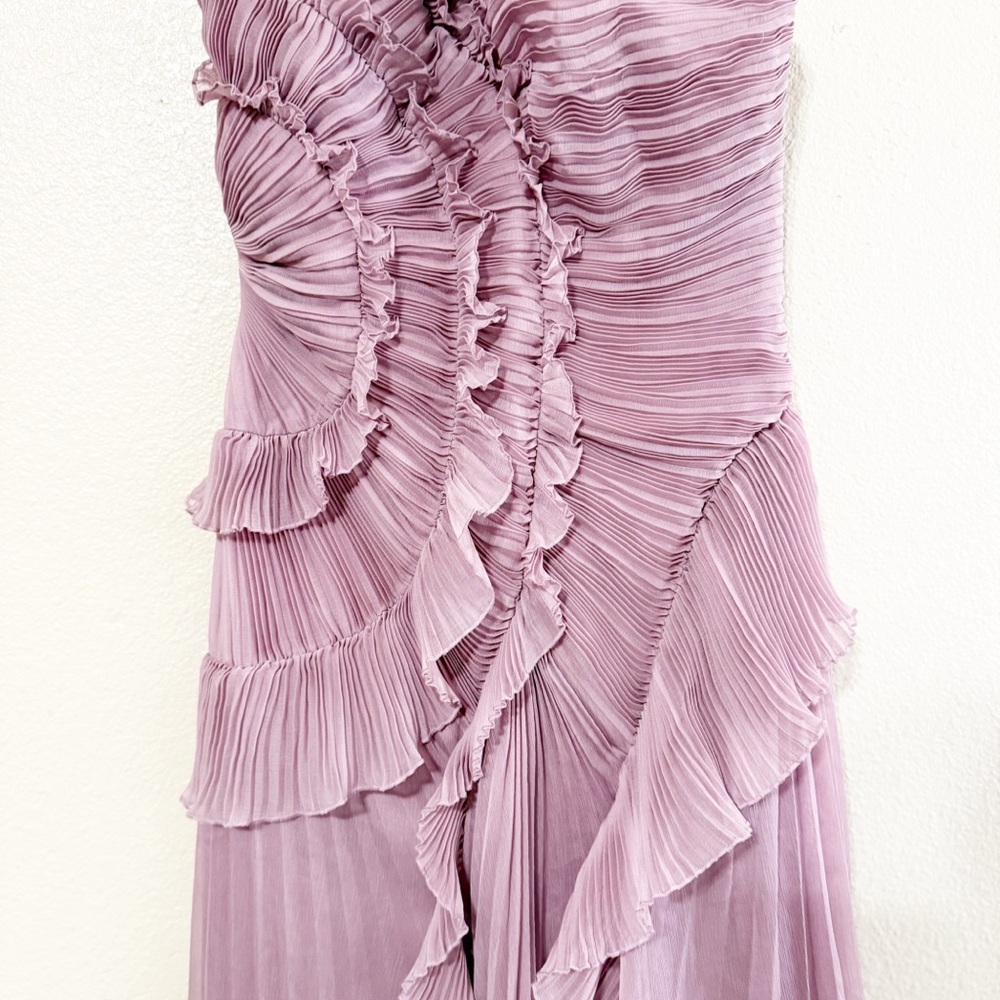 AMUR Lorelie Halter Pleated Rosette Side Gown in Water Hyacinth Viral size 8 US - Picture 10 of 14
